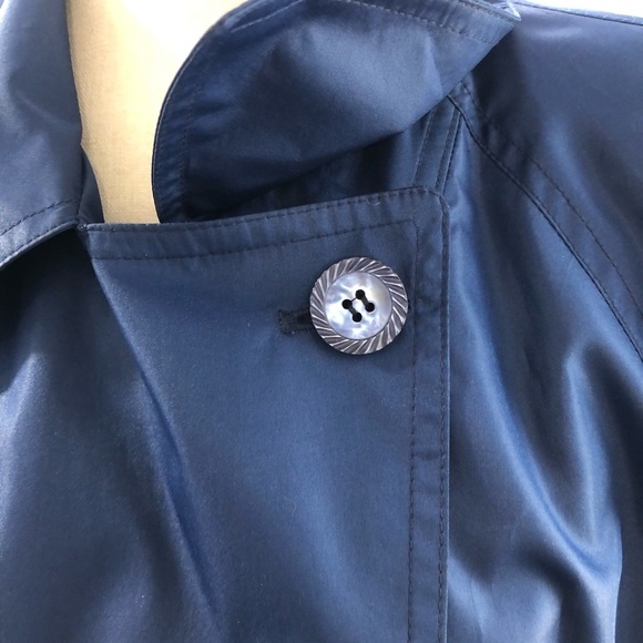 Vintage London Fog long trench coat navy blue button front 14M EUC - Picture 6 of 16